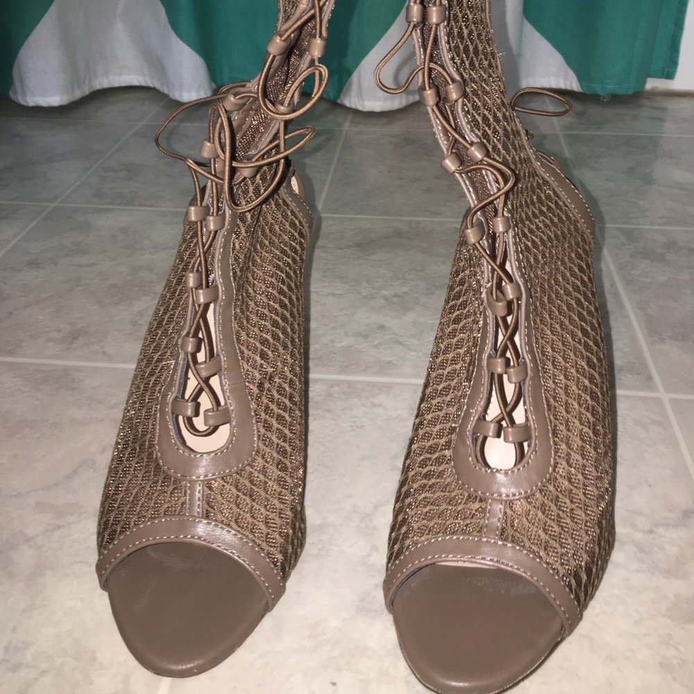 Chino Green Knee high laced heels